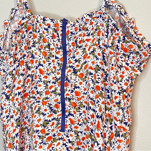 Treasure & Bond Ditsy Floral Print Skater Dress Red White Blue Summer Sz 12 - Picture 3 of 7